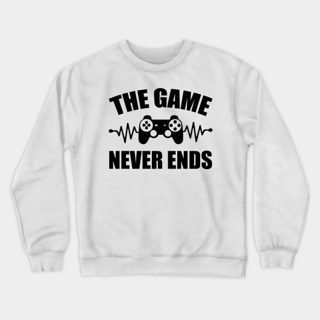 game never ends heartbeat controller gamer quote gaming Crewneck Sweatshirt by jodotodesign